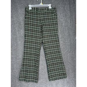 VTG 70s Sears Kings Road Double knit Pants Mens 32x29 (tag 34) Green plaid Flare
